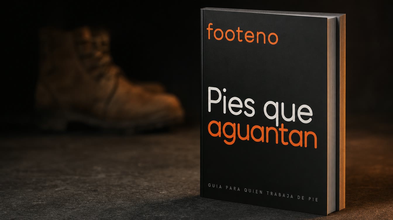 Guía Pies que aguantan de Footeno junto a una bota de trabajo