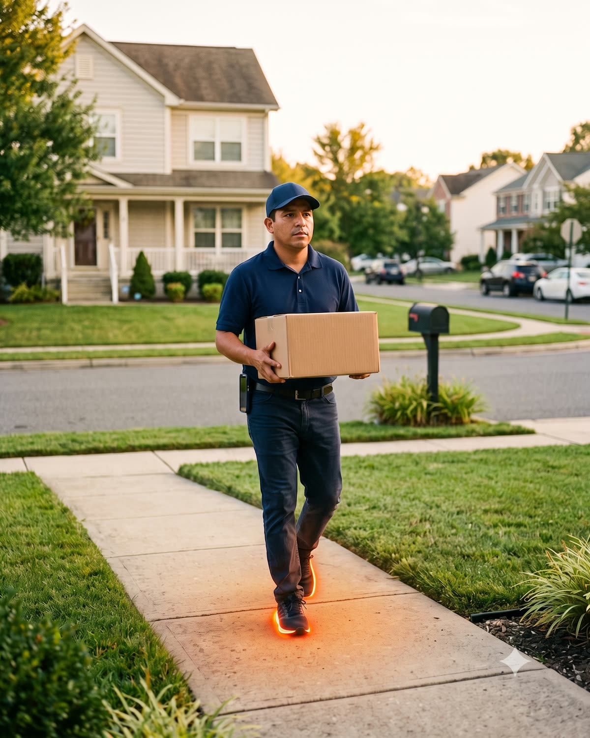 Repartidor latino entregando un paquete